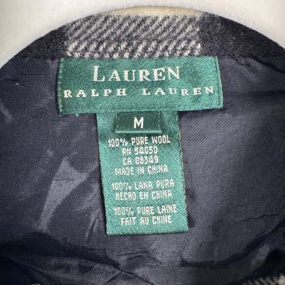 Lauren Ralph Lauren Black White Check Wool Blend Full Zip Flannel Jacket Size M - Picture 7 of 9